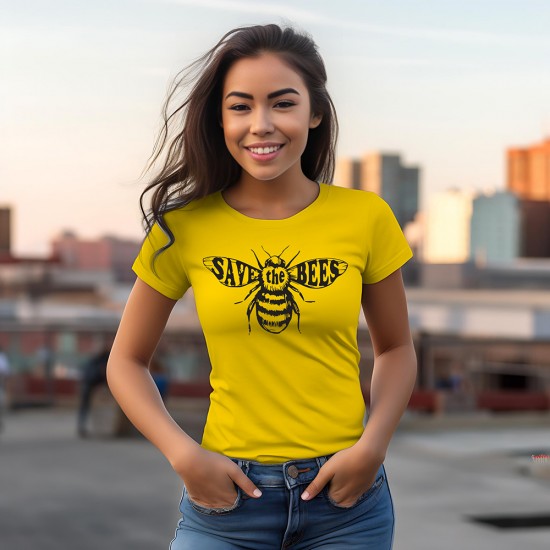 Дамска тениска с щампа Save The Bees Дамска тениска с щампа Save The Bees