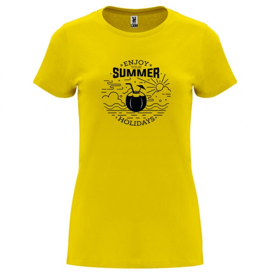 Дамска тениска с щампа Enjoy summer holidays