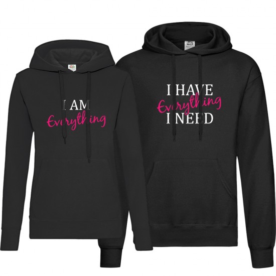 Комплект суичъри за двойки с щампа I have/ I am everything ...