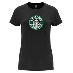 Дамска тениска с щампа STARBUCKS GUNS & COFFEE / СТАРБЪКС КАФЕ И ПИСТОЛЕТИ