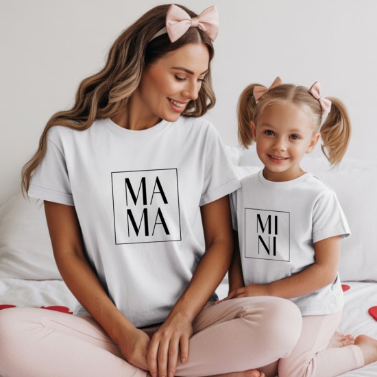 Комплект от две тениски за майка и дъщеря - Mama and Mini Комплект от две тениски за майка и дъщеря - Mama and Mini